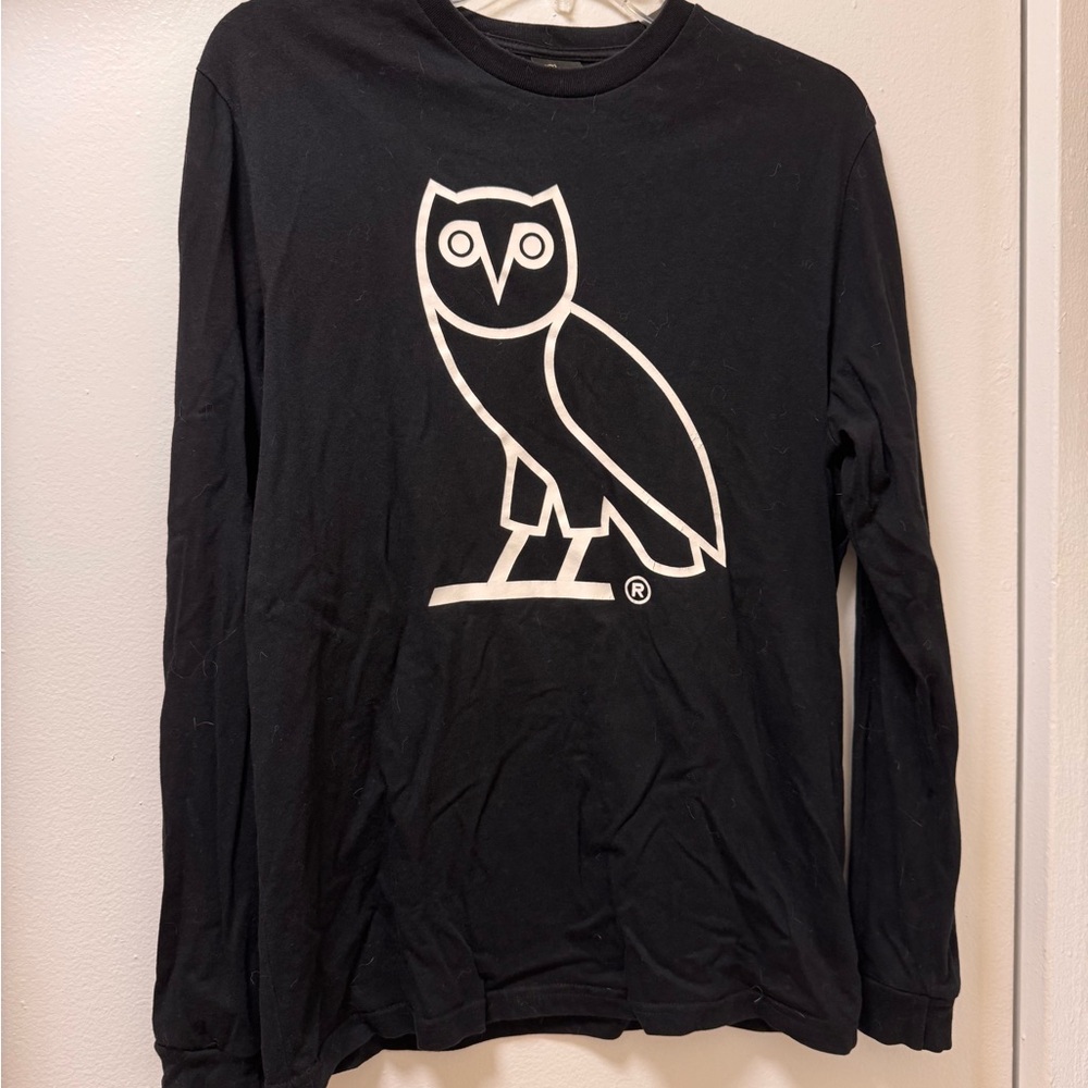 OVO Black Long Sleeve Owl Tee